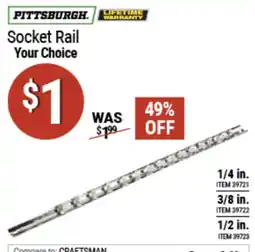 Harbor Freight Tools Pittsburgh socket rail your choice offer