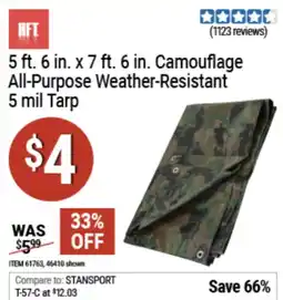 Harbor Freight Tools Hft camouflage all-purpose weather-resistant 5 mil tarp offer