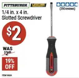 Harbor Freight Tools Pittsburgh slotted screwdriver offer