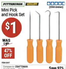 Harbor Freight Tools Pittsburgh mini pick and hook set offer