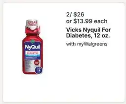Walgreens Vicks Nyquil For Diabetes, 12 oz offer