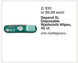 Walgreens Depend XL Disposable Washcloth Wipes, 42 ct offer