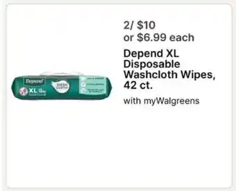 Walgreens Depend XL Disposable Washcloth Wipes, 42 ct offer