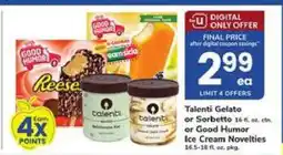 Safeway Talenti Gelato or Sorbetto or Good Humor Ice Cream Novelties offer