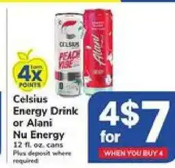 Safeway Celsius Energy Drink or Alani Nu Energy offer