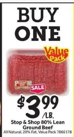 Stop&Shop Stop & Shop 80% Lean Ground Beef offer