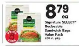 Safeway Signature SELECT Reclosable Sandwich Bags Value Pack offer