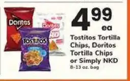 Safeway Tostitos Tortilla Chips, Doritos Tortilla Chips or Simply NKD offer