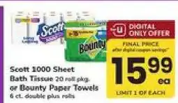 Safeway Scott 1000 Sheet Bath Tissue or Bounty Paper Towels offer