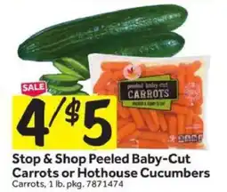 Stop&Shop Stop & Shop Peeled Baby-Cut Carrots or Hothouse Cucumbers offer
