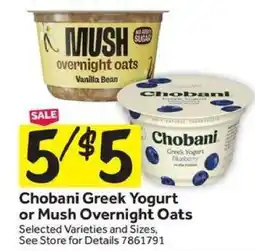 Stop&Shop Chobani Greek Yogurt or Mush Overnight Oats offer