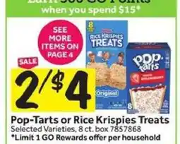 Stop&Shop Pop-Tarts or Rice Krispies Treats offer