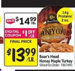 Stop&Shop Boar's Head Honey Maple Turkey offer