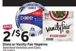 Stop&Shop Dixie or Vanity Fair Napkins offer