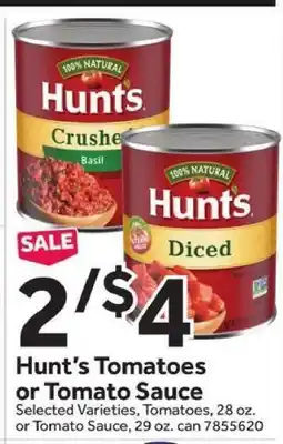Stop&Shop Hunt's Tomatoes or Tomato Sauce offer