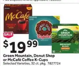 Stop&Shop Green Mountain, Donut Shop or McCafé Coffee K-Cups offer