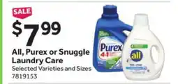 Stop&Shop All, Purex or Snuggle Laundry Care offer