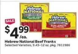 Stop&Shop Hebrew National Beef Franks offer