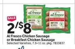 Stop&Shop Al Fresco Chicken Sausage or Breakfast Chicken Sausage offer