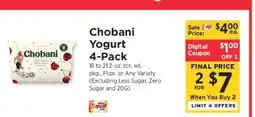 ShopRite Chobani Yogurt 4-Pack offer