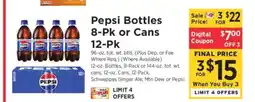 ShopRite Pepsi Bottles 8-Pk or Cans 12-Pk offer