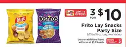 ShopRite Frito Lay Snacks Party Size offer