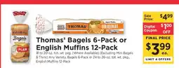 ShopRite Thomas’ Bagels 6-Pack or English Muffins 12-Pack offer