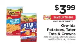 ShopRite Ore-Ida Potatoes, Tater Tots & Crowns offer