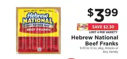 ShopRite Hebrew National Beef Franks offer