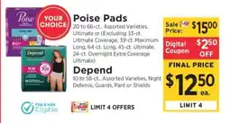 ShopRite Poise Pads or Depend offer