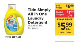 ShopRite Tide Simply All In One Laundry Detergent offer