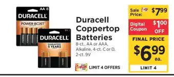 ShopRite Duracell Coppertop Batteries offer