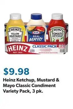 Sam's Club Heinz Ketchup, Mustard & Mayo Classic Condiment Variety Pack, 3 pk offer