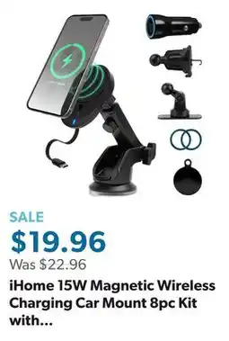 Sam's Club iHome 15W Magnetic Wireless Charging Car Mount 8pc Kit with Retractable Cable offer