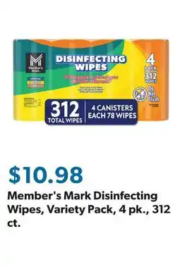 Sam's Club Member's Mark Disinfecting Wipes, Variety Pack, 4 pk., 312 ct offer