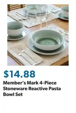 Sam's Club Member's Mark 4-Piece Stoneware Reactive Pasta Bowl Set offer
