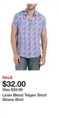 TJ Maxx Linen Blend Teigen Short Sleeve Shirt offer