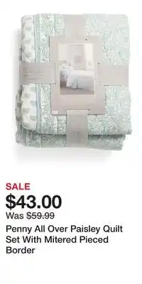 TJ Maxx Penny All Over Paisley Quilt Set With Mitered Pieced Border offer