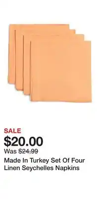 TJ Maxx Made In Turkey Set Of Four Linen Seychelles Napkins offer