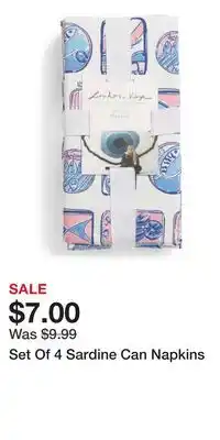 TJ Maxx Set Of 4 Sardine Can Napkins offer