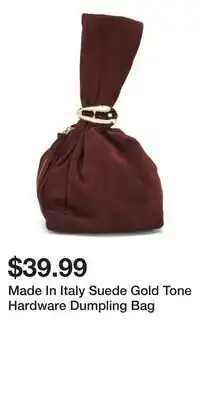 TJ Maxx Made In Italy Suede Gold Tone Hardware Dumpling Bag offer