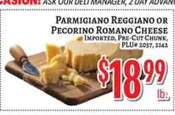 Trade Fair Supermarket PARMIGIANO REGGIANO OR PECORINO ROMANO CHEESE offer