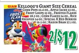 Trade Fair Supermarket Kellogg's GIANT SIZE CEREAL offer
