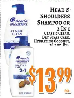 Trade Fair Supermarket Head & Shoulders Shampoo OR 2 in 1 Classic Clean, Dry Scalp Care, Hydrating Coconut offer