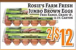 Trade Fair Supermarket Rosie's Farm Fresh Jumbo Brown Eggs offer