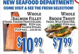 Trade Fair Supermarket WHOLE SALMON FILLET, WHOLE BROOK TROUT offer