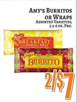 Trade Fair Supermarket Amy's Burritos OR Wraps offer