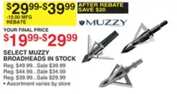 Dunham's Sports SELECT MUZZY BROADHEADS IN STOCK offer