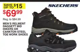 Dunham's Sports SKECHERS MEN'S RELMENT DAGGETT MID HIKERS OR CANKTON STEEL TOE WORK SHOES offer