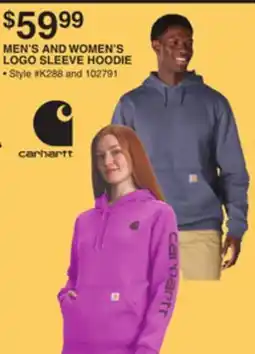 Dunham's Sports CARHARTT MEN'S AND WOMEN'S LOGO SLEEVE HOODIE offer